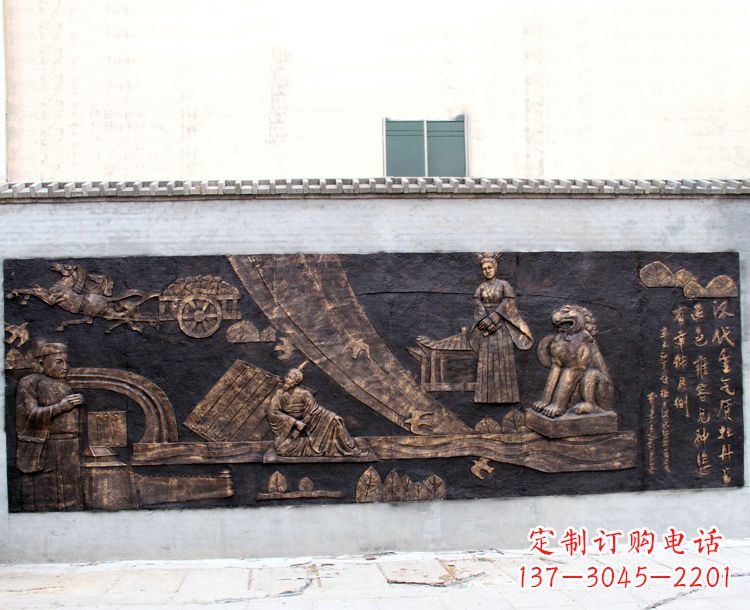 南京“汉代重气质,牡丹留正色”中国传统文化浮雕壁画,玻璃钢仿铜园林墙壁装饰壁画