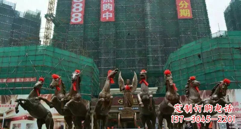 南京阿波罗八匹马踏浪而来景观马群铜雕
