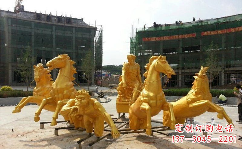 南京阿波罗战车玻璃钢仿铜景观雕塑