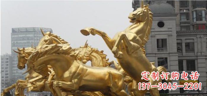 南京八马奔腾铜雕马群