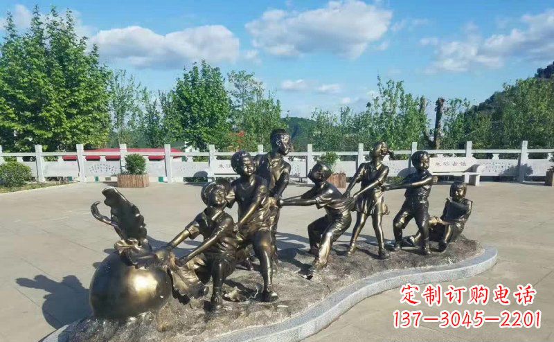 南京拔萝卜人物铜雕 (2)