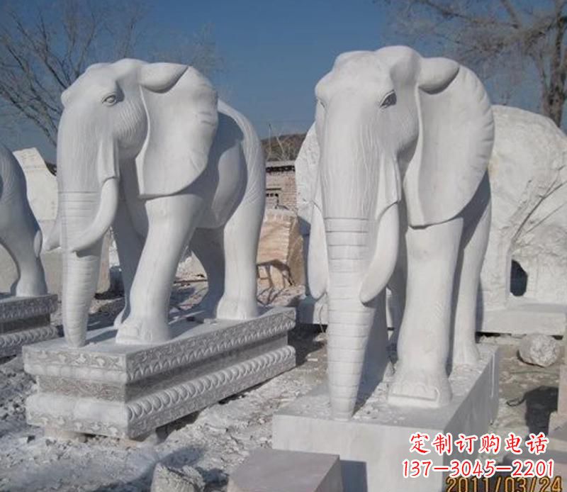 南京白色石头大象