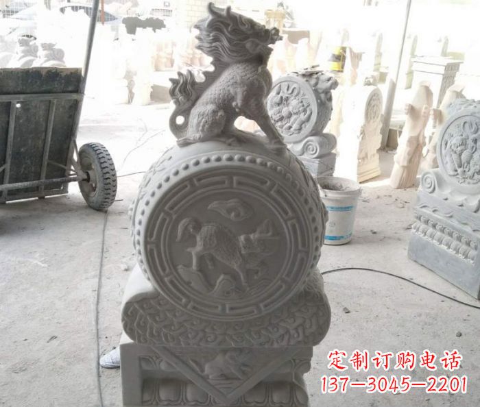 南京抱鼓石麒麟门墩石雕