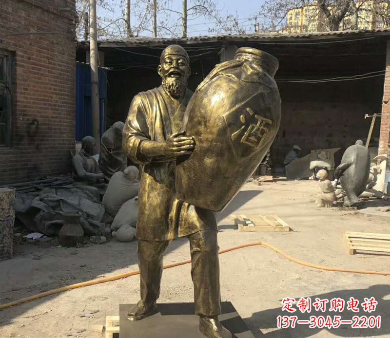 南京精美酒坛铜雕