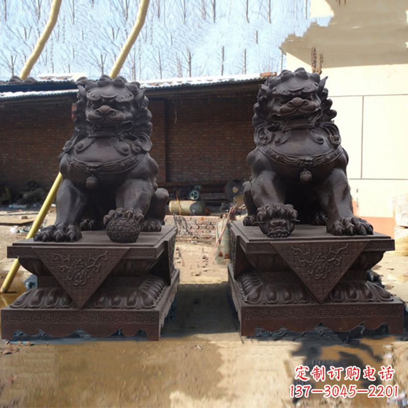 南京北京狮子铜雕塑-企业商场看门辟邪招财神兽