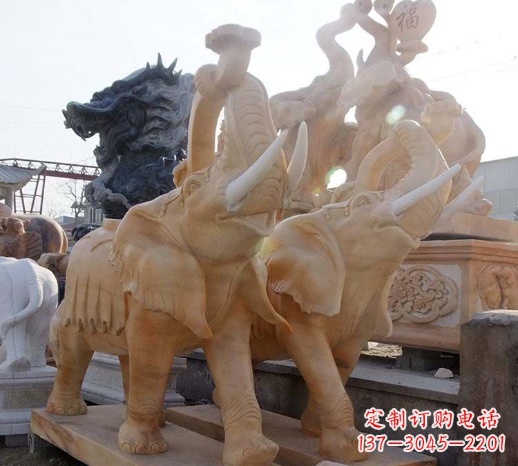 南京鼻卷如意大象石雕