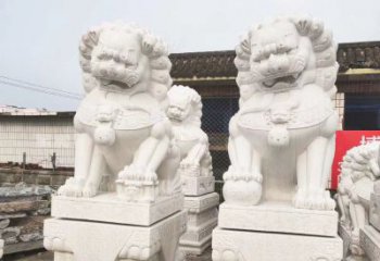 南京3米高汉白玉狮子 镇宅 动物雕塑