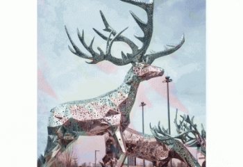 南京大型不锈钢梅花鹿摆件雕塑