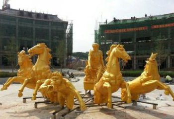 南京阿波罗战车玻璃钢仿铜景观雕塑 