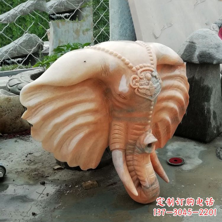南京壁挂喷水大象头雕塑