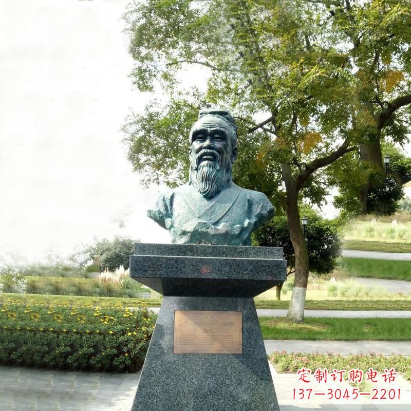 南京扁鹊石雕头像-公园中国古代十大名医历史著名医学人物雕塑