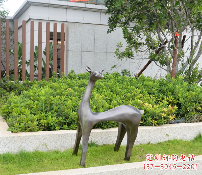 南京别墅抽象小鹿铜雕