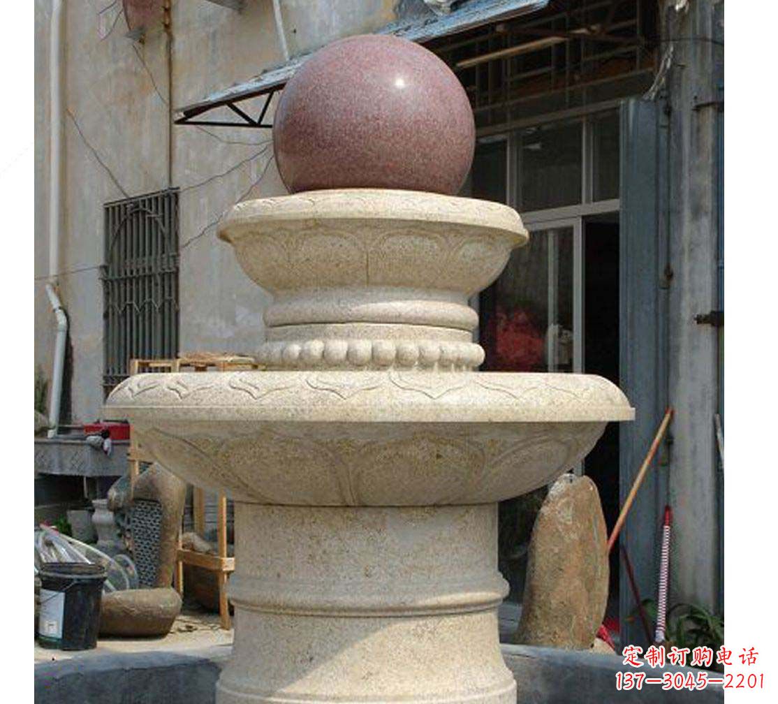 南京别墅景观大理石风水球喷泉雕塑