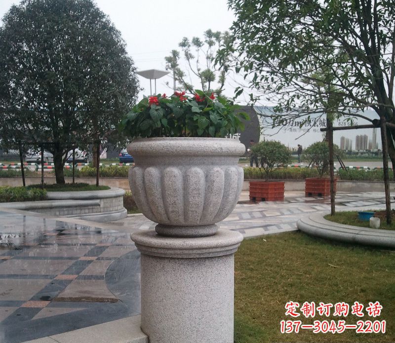 南京别墅景观大理石花盆石雕 (2)