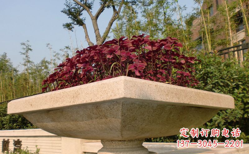 南京别墅景观大理石花盆石雕_1