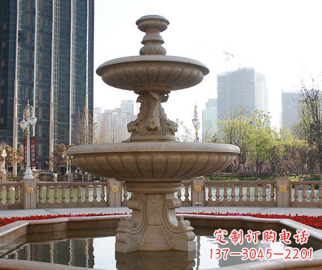 南京别墅景观大型喷泉石雕
