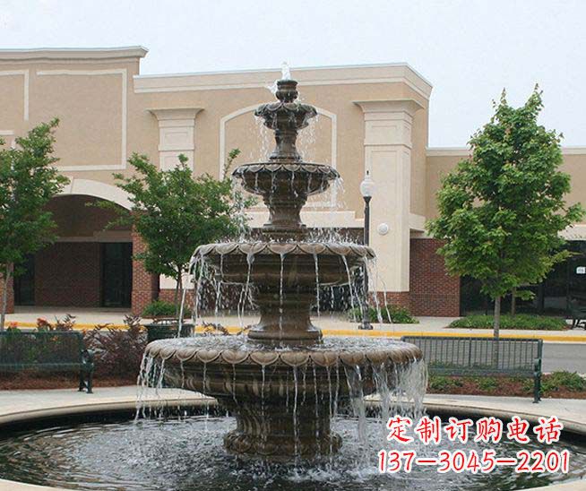 南京别墅景观石雕多层喷泉雕塑 (3)
