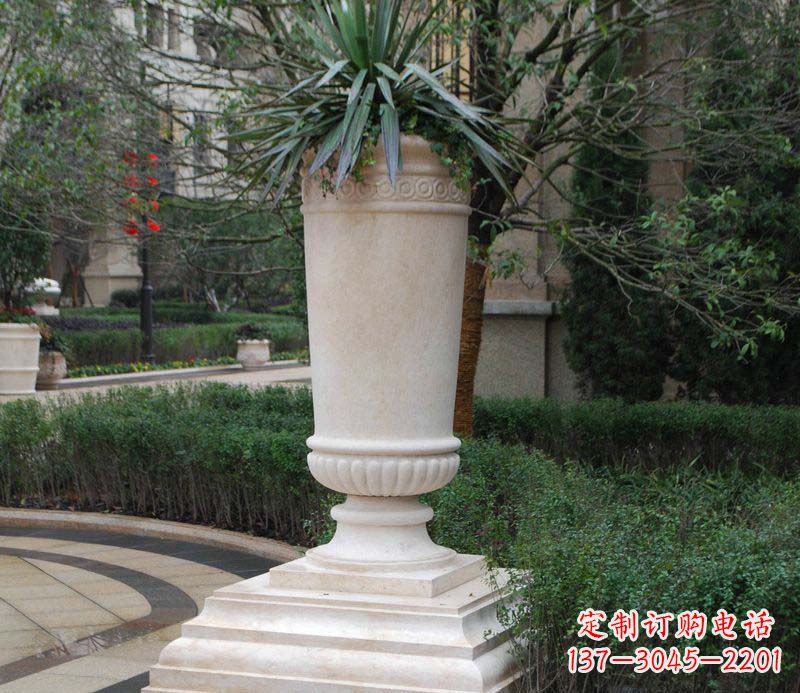 南京别墅景观石雕花盆