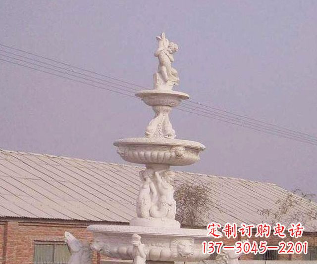 南京别墅景观天使喷泉石雕 (2)