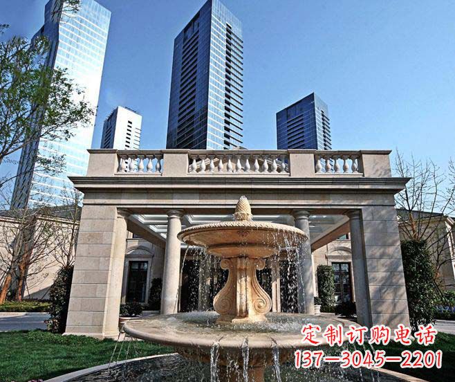 南京别墅景观晚霞红喷泉石雕 (2)