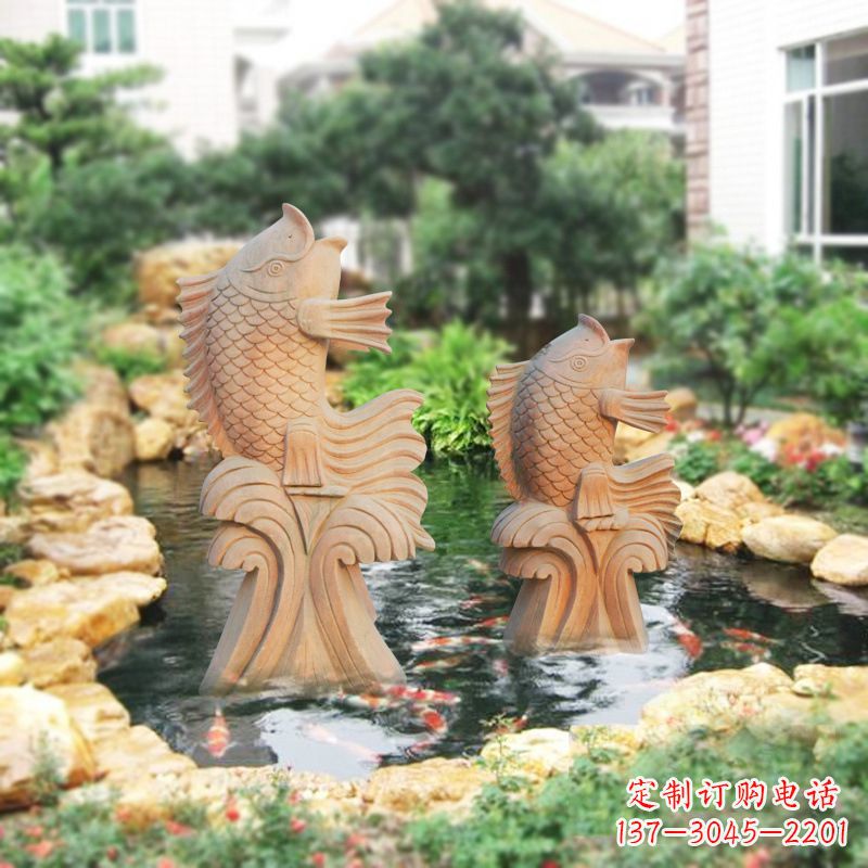 南京别墅庭院吉祥招财石雕鱼喷泉雕塑