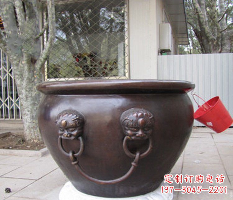 南京别墅招财水缸铜雕塑摆件 (2)