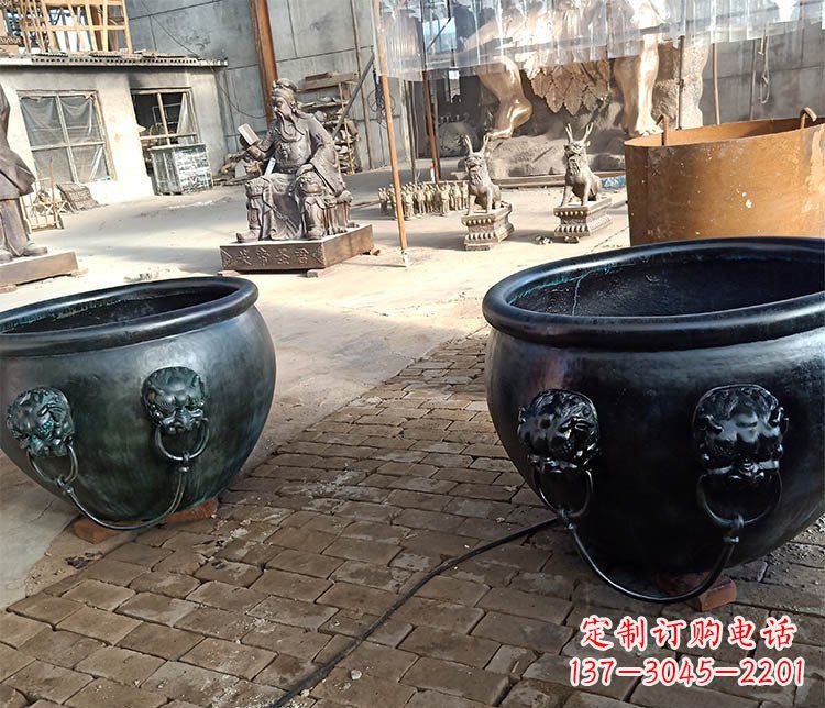 南京别墅招财水缸铜雕塑摆件 (3)
