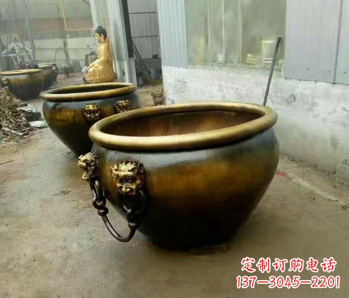 南京别墅招财水缸铜雕塑摆件 (4)