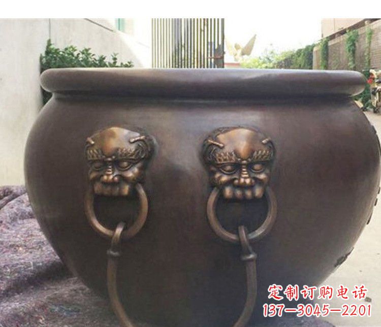 南京别墅招财水缸铜雕塑摆件