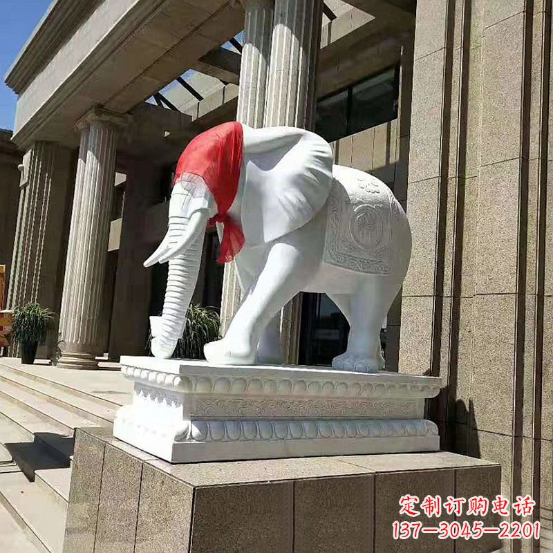 南京宾馆酒店看门大象汉白玉吉祥动物石雕