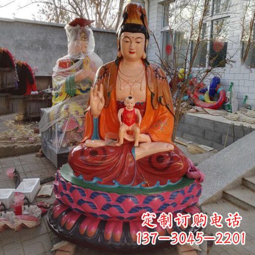 南京玻璃钢彩绘送子观音雕塑