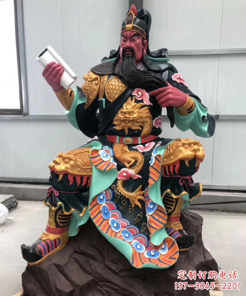 南京玻璃钢彩绘武财神关公雕像