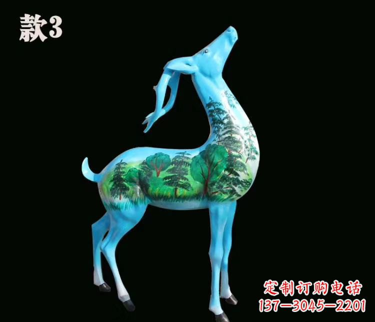南京玻璃钢彩绘艺术小鹿雕塑精美的艺术品