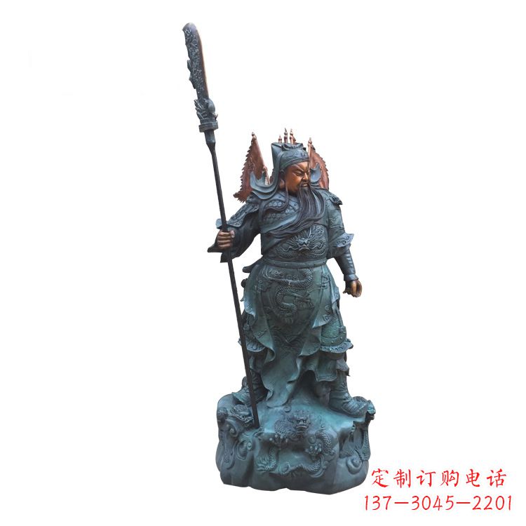 南京玻璃钢仿铜彩绘关公像