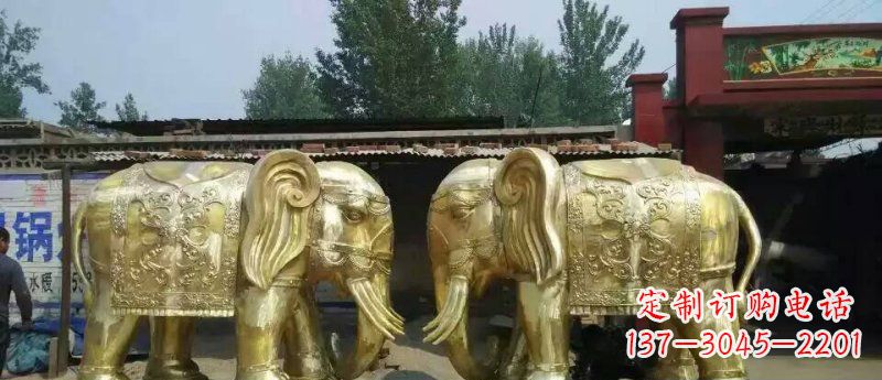 南京玻璃钢仿铜大象公园动物雕塑