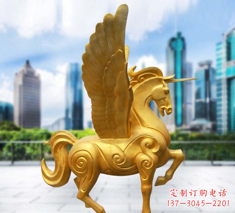 南京玻璃钢仿铜飞马独角兽雕塑