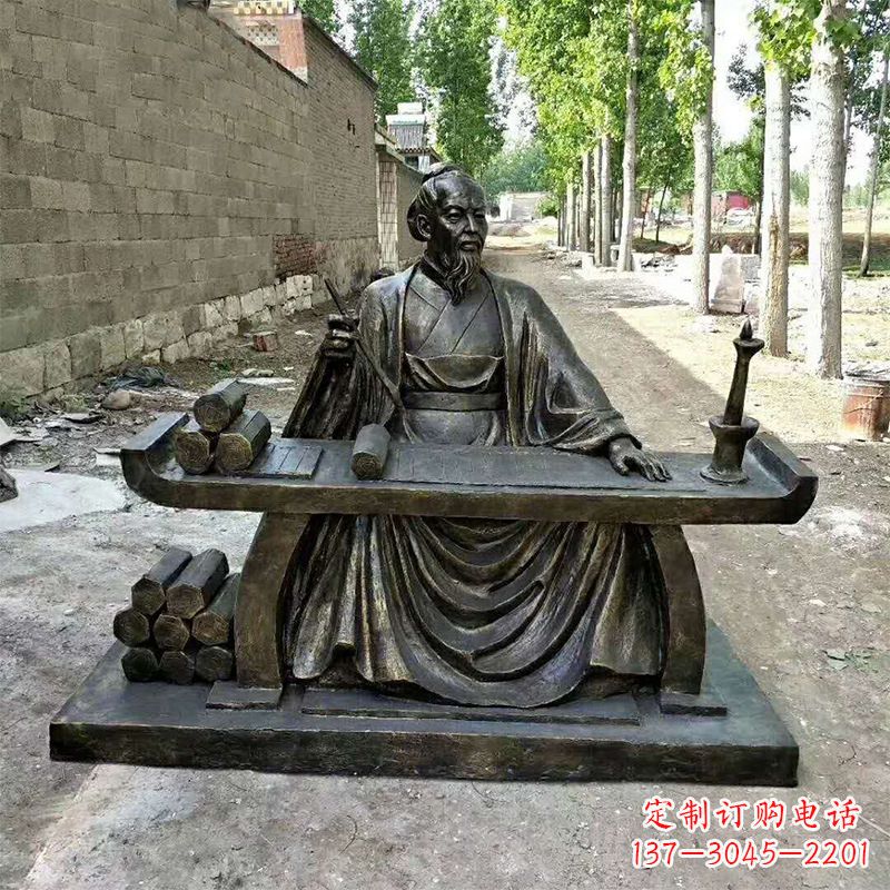 南京玻璃钢仿铜历史名人张衡情景雕塑
