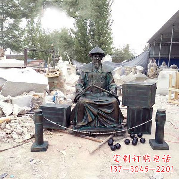 南京玻璃钢仿铜林则徐销烟雕塑