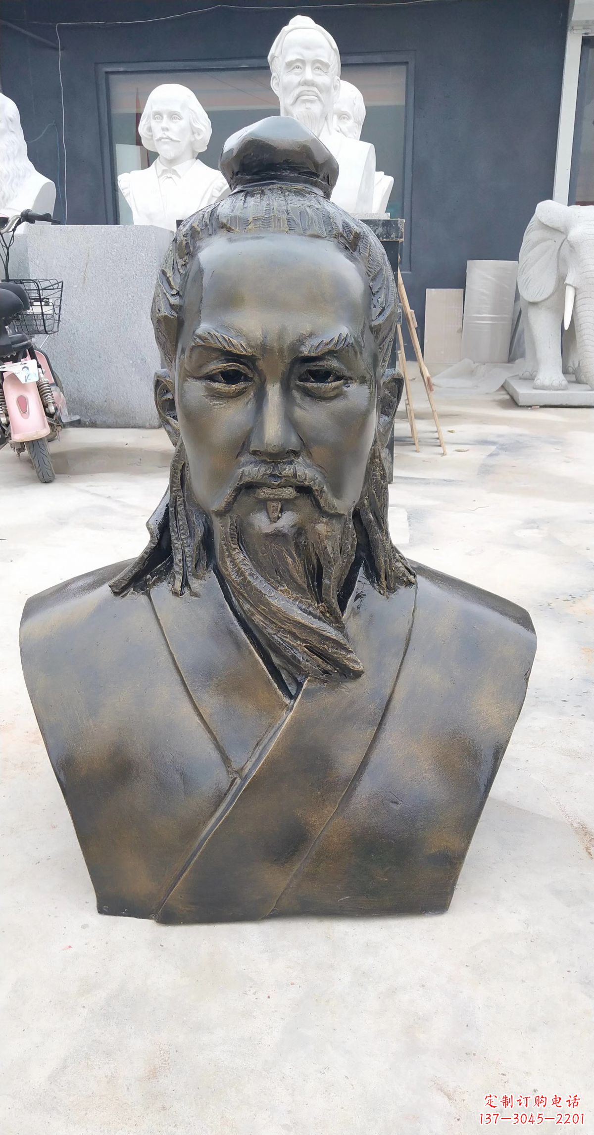 南京玻璃钢仿铜鲁班头像雕塑