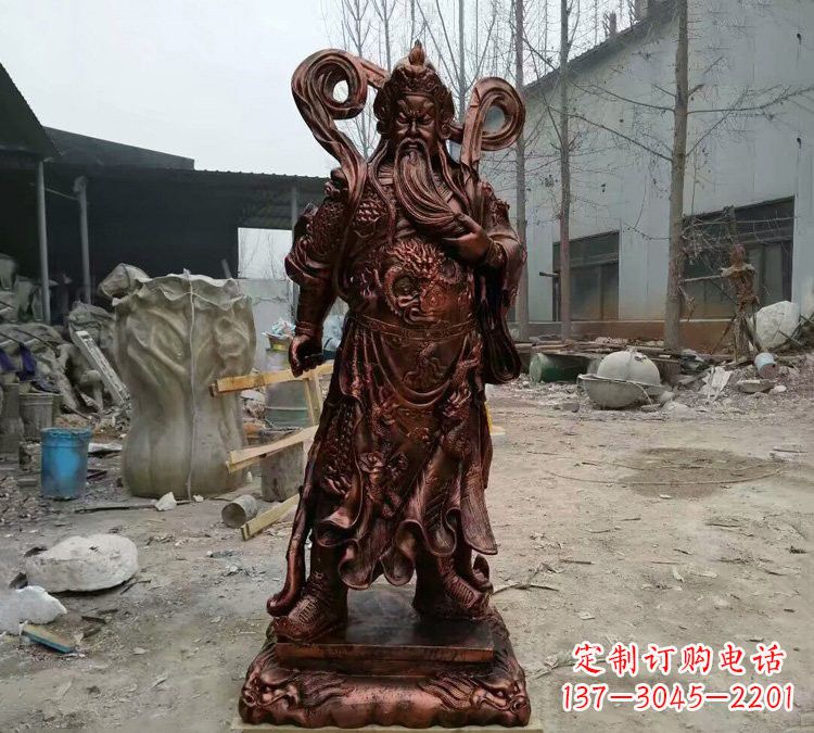 南京玻璃钢仿铜捋须关公雕塑