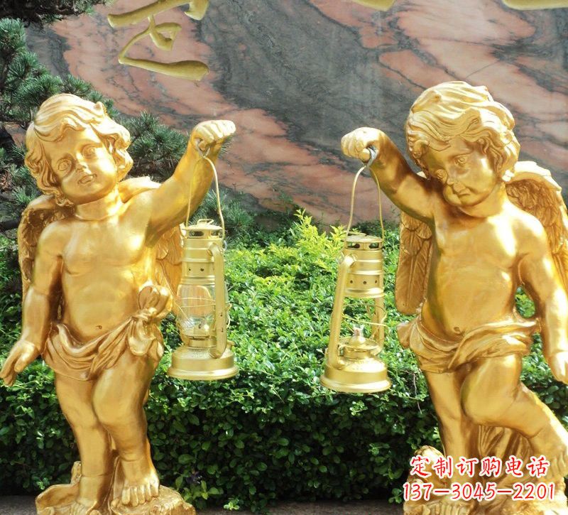 南京玻璃钢仿铜小天使路灯陪伴你安全回家