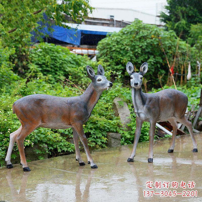 南京玻璃钢仿真鹿雕塑-农家院动物摆件
