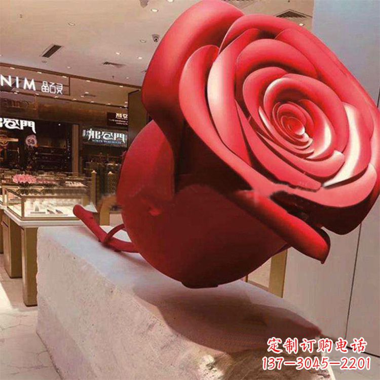 南京玻璃钢仿真玫瑰花雕塑摆件