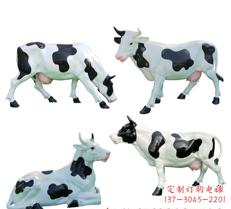 南京玻璃钢仿真奶牛雕塑精美的艺术品