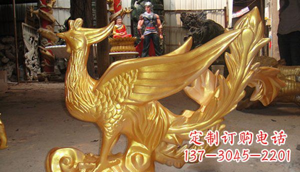 南京玻璃钢凤凰仿铜动物雕塑传承传统文化