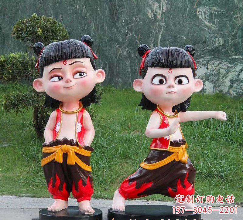 南京玻璃钢卡通哪吒人物雕塑