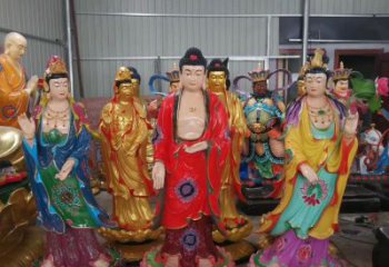 南京玻璃钢佛像彩绘西方三圣雕塑
