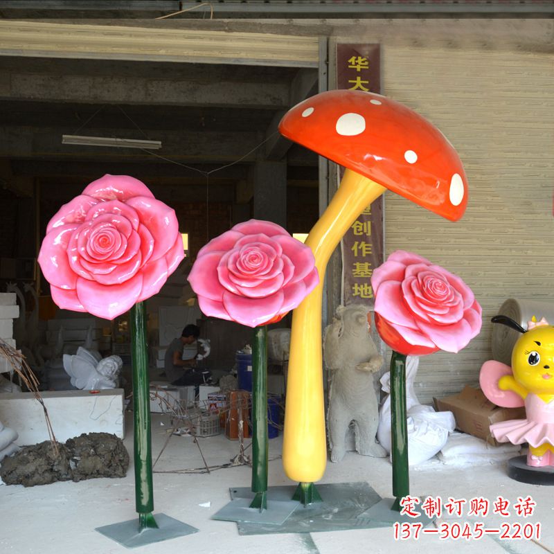 南京玫瑰之美玻璃钢玫瑰雕塑
