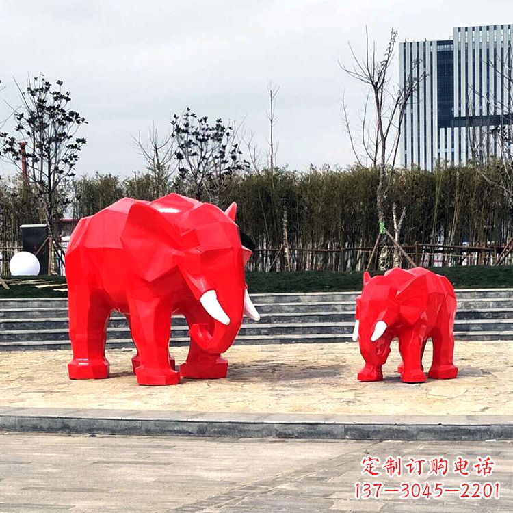 南京玻璃钢喷水大象头雕塑-园林广场块面大象雕塑摆件
