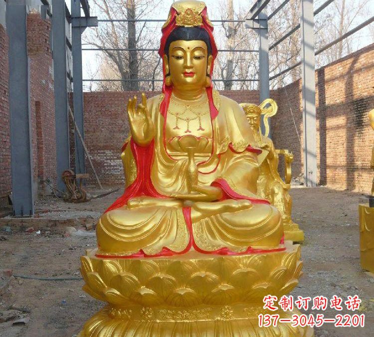 南京玻璃钢漆金观音菩萨雕塑